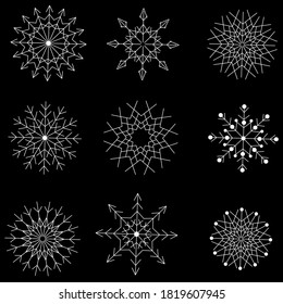 copos de nieve para las vacaciones de Año Nuevo, diseño vectorial