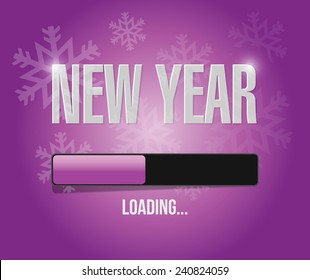 snowflakes new year loading concept illustration design over a purple background