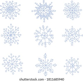 copos de nieve año nuevo elemento de invierno conjunto aislado vectores de imagen stock