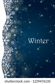 Snowflakes and night sky with star vector background for decoration on all winter festival.