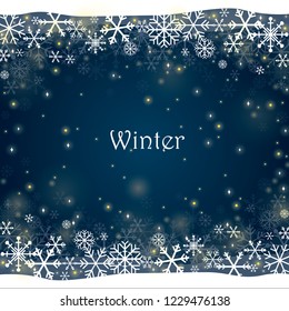 Snowflakes and night sky with star vector background for decoration on all winter festival.