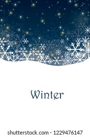 Snowflakes and night sky with star vector background for decoration on all winter festival.