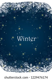 Snowflakes and night sky with star vector background for decoration on all winter festival.