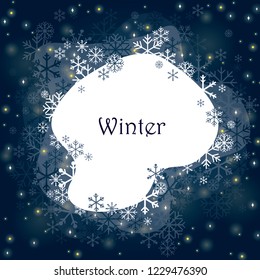 Snowflakes and night sky with star vector background for decoration on all winter festival.