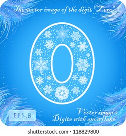 Snowflakes number. The vector image of the digit "zero". Eps8.