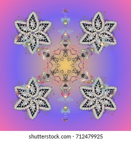 Snowflakes on a background. Isolated cute snowflakes on colorful background. Snowflake vector pattern. Vector illustration.