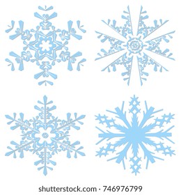 Snowflakes on background. Set. New Year. Winter