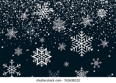 Snowflakes on beautiful background. Winter background. Merry Christmas