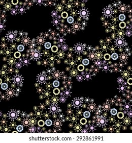  Snowflakes on a black background.