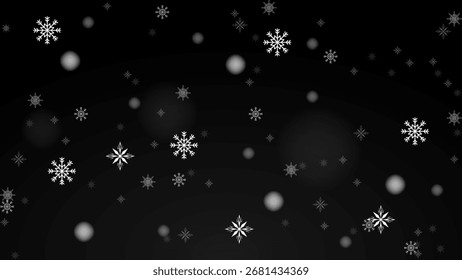 snowflakes on black background falling winter