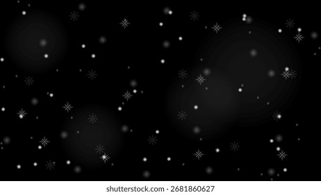 snowflakes on black background falling winter