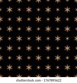 Copos de nieve en un fondo negro. Patrón vectorial sin cable. Vector, gradiente. Papel de Navidad de regalo, textiles de navidad. Diseño y decoración navideños.