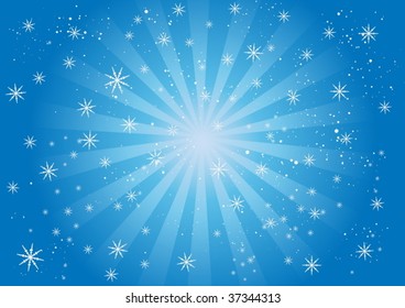 Snowflakes  on blue