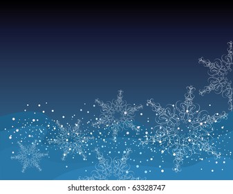 Snowflakes on blue