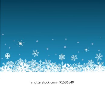 Snowflakes on the blue background