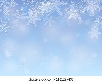 Snowflakes on blue background. Clipping mask. Vector illustration