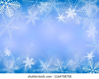 Snowflakes on blue background. Clipping mask. Vector illustration