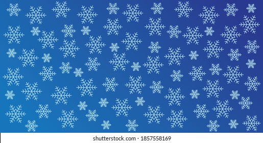 Schneeflocken auf blauem Hintergrund, Vektorgrafik