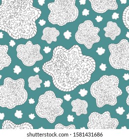 Snowflakes on the blue background. Doodles. Vector seamless pattern.
