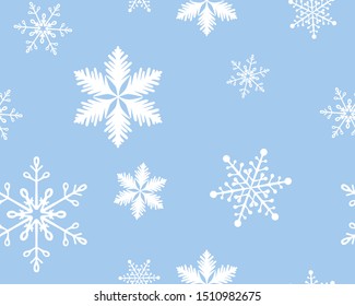 Snowflakes on blue background, seamless vector new year illustration