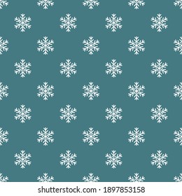 Snowflakes on blue background seamless pattern. Vector illustration.