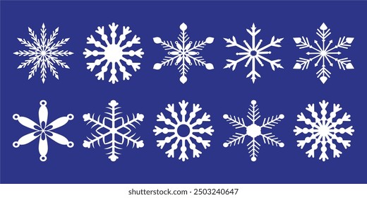 Schneeflocken auf blauem Hintergrund, Set, Set