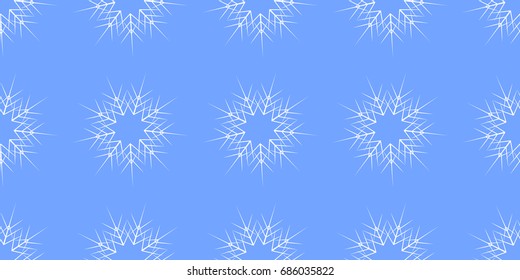 Snowflakes on a blue background. Snowflake Seamless pattern for Christmas and New Year cards or packaging.