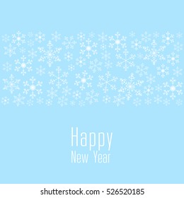 Snowflakes on a blue background, with text Happy New Year and place for text