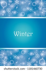 Snowflakes on blue background vector for winter events.