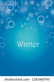 Snowflakes on blue background vector for winter events.