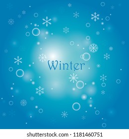 Snowflakes on blue background vector for winter events.