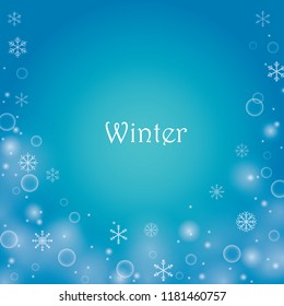 Snowflakes on blue background vector for winter events.
