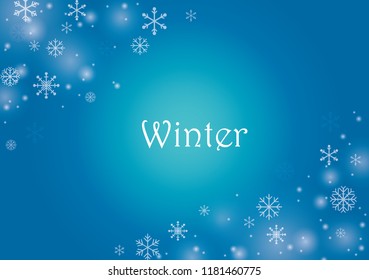 Snowflakes on blue background vector for winter events.