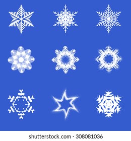 snowflakes on blue background, vector illustration with snowflakes