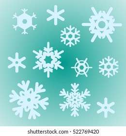 snowflakes on a blue background, vector illustration