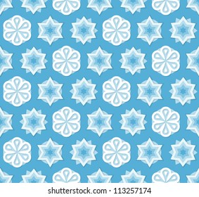 Snowflakes on blue, infinite background
