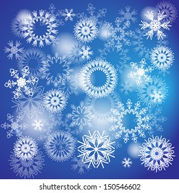 the snowflakes on the blue sky