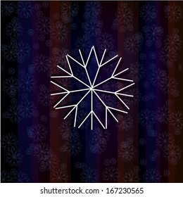 Snowflakes on burgundy blue striped background old. Vector