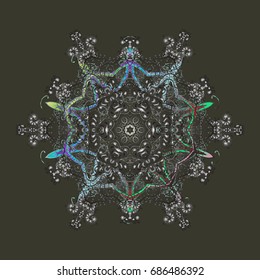 Snowflakes on a colored background. Snowflake vector pattern. Vector illustration. Isolated cute snowflakes on colorful background.