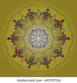 Snowflakes on a colored background. Snowflake vector pattern. Vector illustration. Isolated cute snowflakes on colorful background.