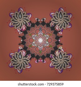 Snowflakes on a colored background. Snowflake vector pattern. Vector illustration. Isolated cute snowflakes on colorful background.