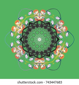 Snowflakes on a colored background. Snowflake vector pattern. Vector illustration. Isolated cute snowflakes on colorful background.