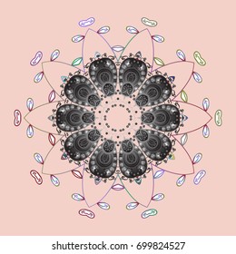 Snowflakes on a colored background. Vector illustration. Isolated cute snowflakes on colorful background. Snowflake vector pattern.