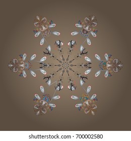 Snowflakes on a colored background. Vector illustration. Isolated cute snowflakes on colorful background. Snowflake vector pattern.