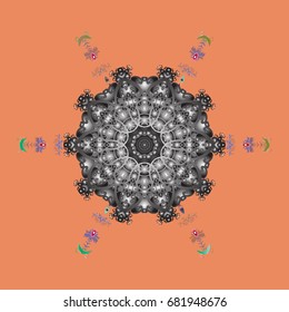 Snowflakes on a colorful background. Isolated cute snowflakes on colorful background. Snowflake vector pattern. Vector illustration.