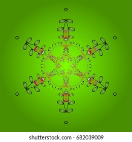 Snowflakes on a colorful background. Vector illustration. Isolated cute snowflakes on colorful background. Snowflake vector pattern.