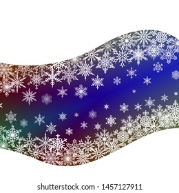 Snowflakes on dark blue vector background for New year or winter holidays. Cute snowflakes and snow doodle icons, snow flakes silhouette for christmas banner, cards