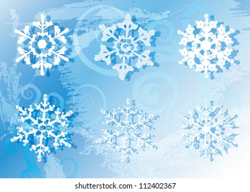Snowflakes on the frozen background