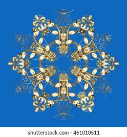 Snowflakes on a golden colors. Vector illustration. Christmas Stylized.