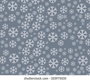 Snowflakes on a gray background. Winter background. Vector illustration in a flat style with long shadows.